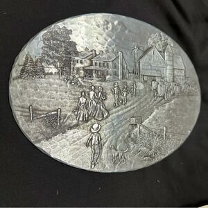 Vintage Wendell August Forge Amish Handmade Hammered Aluminum Oval Trivet